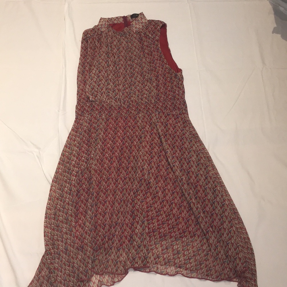 ML High Neck Leaf Print Dress